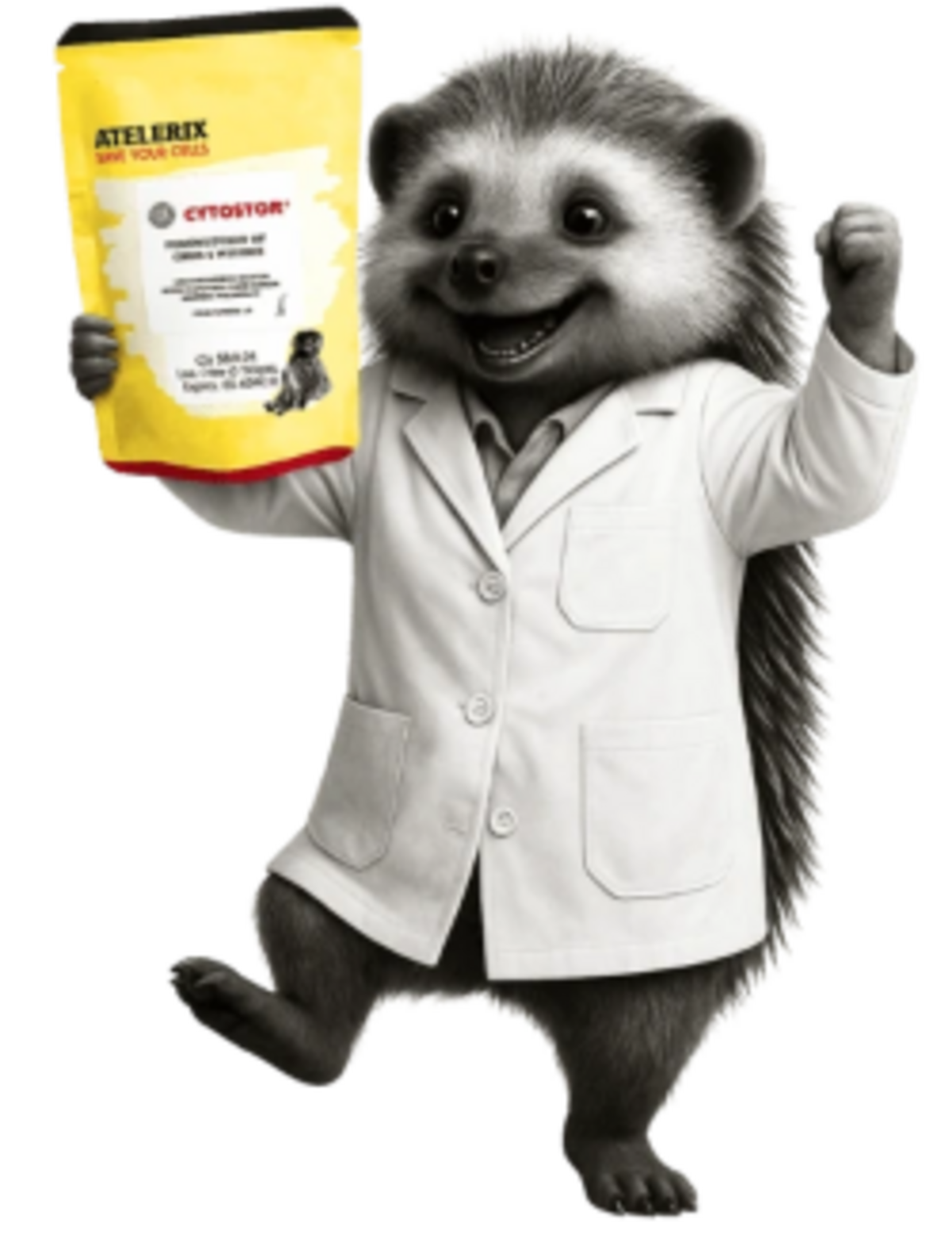 happy hedgehog holding atelerix package
