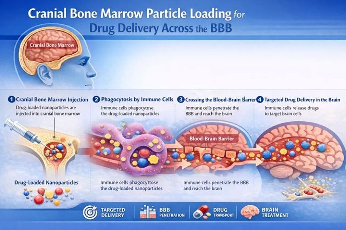 Cranial immune cell particle BBB delivery