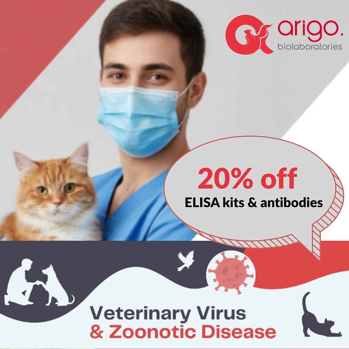 20% off ARIGO Elisa kits & antibodies for veterinary virus
